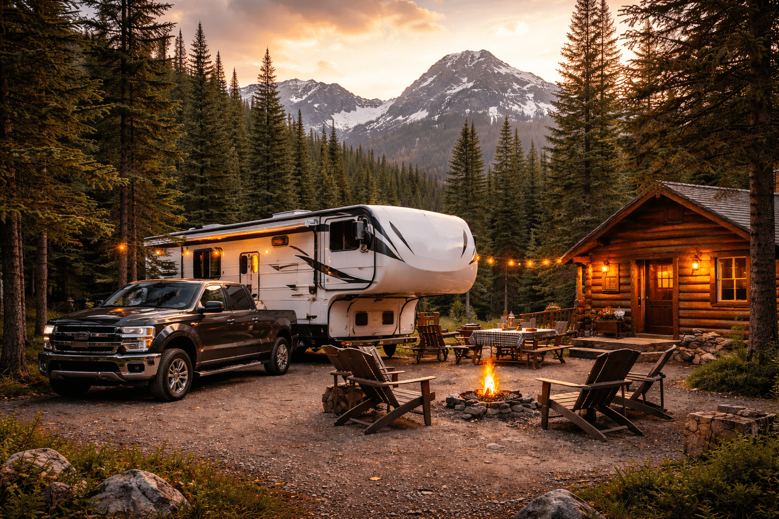 RV campground at sunset